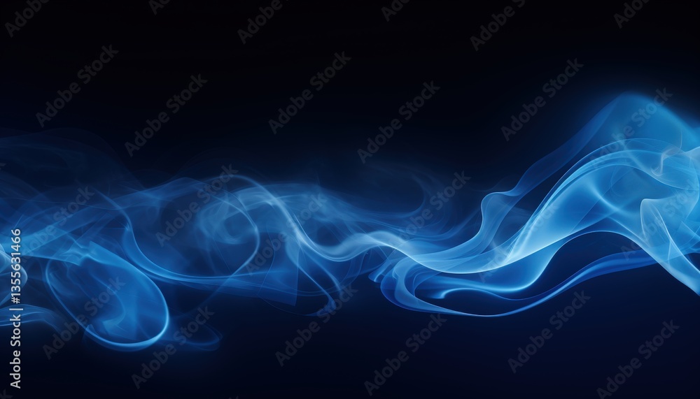 Fototapeta premium Blue Smoke Drifting Against a Dark Background