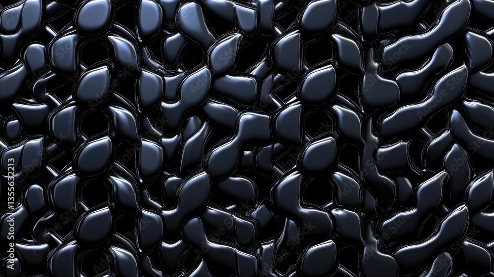 Obraz premium A seamless industrial chain-link pattern with metallic highlights on a black backdrop