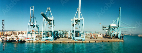 Panoramic view of docks on the Spain side of the transcontinental Ferry from Algeciras, Spain to Tangier, Morocco.