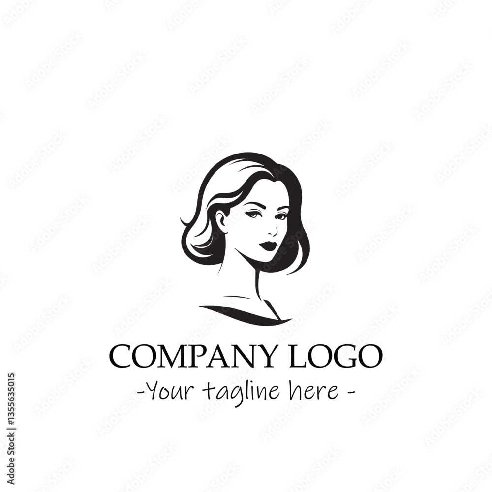 a woman silhouette black and white for logo company vector image a woman silhouette black and white for logo company vector image