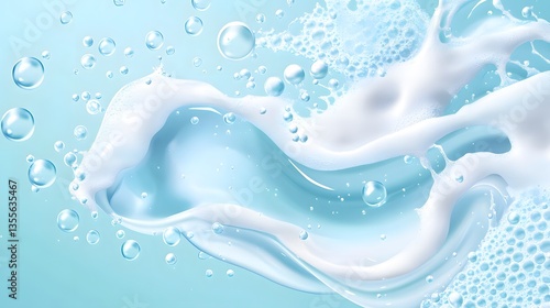 Professional Bubbly Liquid with Soap or Cleaning Detergent Realistic Background Image for Products and Cleaning Services