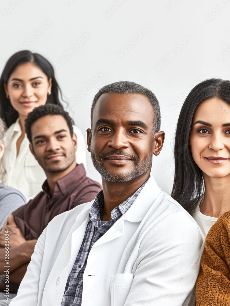 A waiting room scene with diverse patients A waiting room scene with diverse patients
