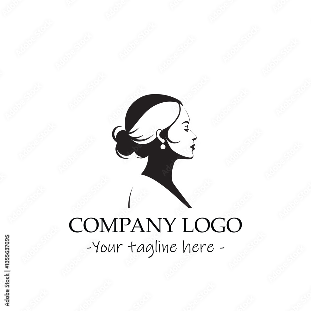a woman silhouette black and white for logo company vector image a woman silhouette black and white for logo company vector image
