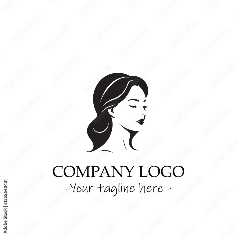 a woman silhouette black and white for logo company vector image a woman silhouette black and white for logo company vector image