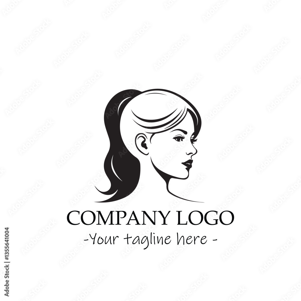 a woman silhouette black and white for logo company vector image a woman silhouette black and white for logo company vector image