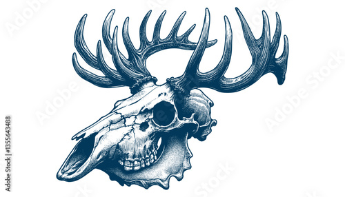 elk skull vector