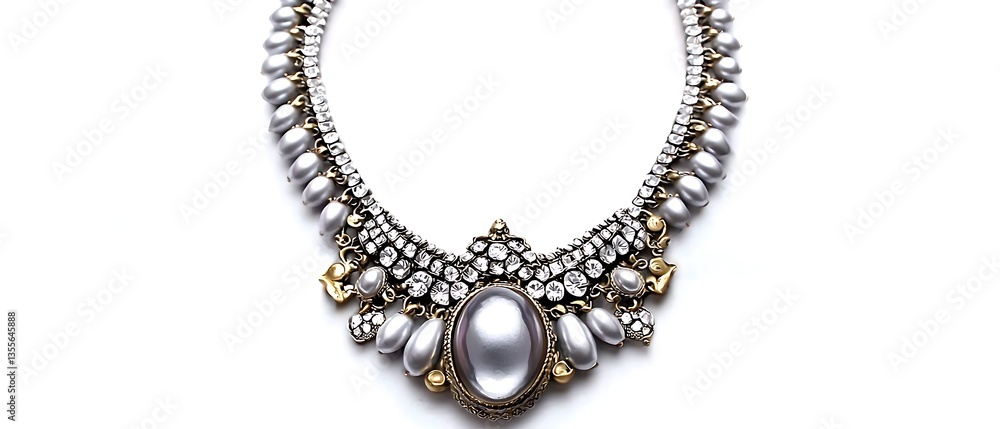 Obraz premium A necklace with a large pearl pendant and a gold chain