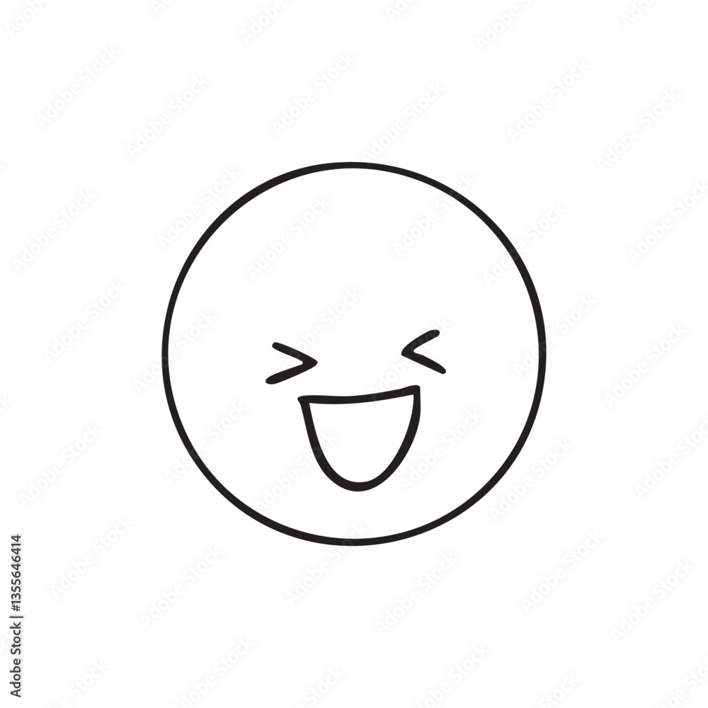 シンプルな手描きの嬉しくて楽しい顔文字のモノクロイラスト シンプルな手描きの嬉しくて楽しい顔文字のモノクロイラスト