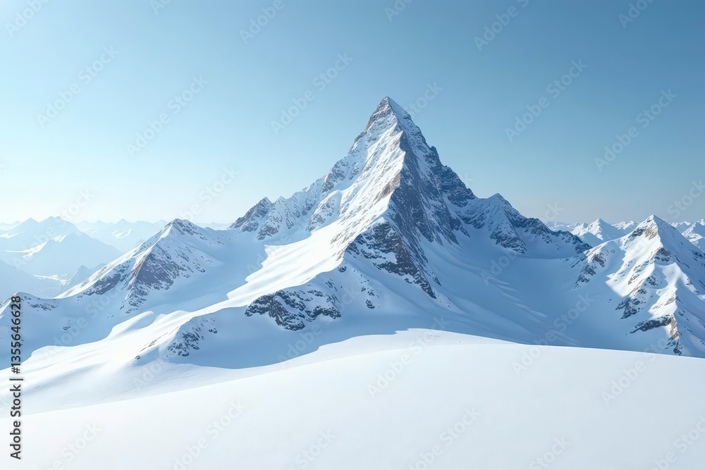 Snow-covered mountain peak, pristine white expanse, landscape, nature, winter Snow-covered mountain peak, pristine white expanse, landscape, nature, winter