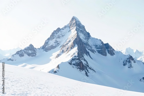 Wallpaper Mural Snow-covered mountain peak, pristine white, minimalist aesthetic, snow, outdoor, peak Torontodigital.ca