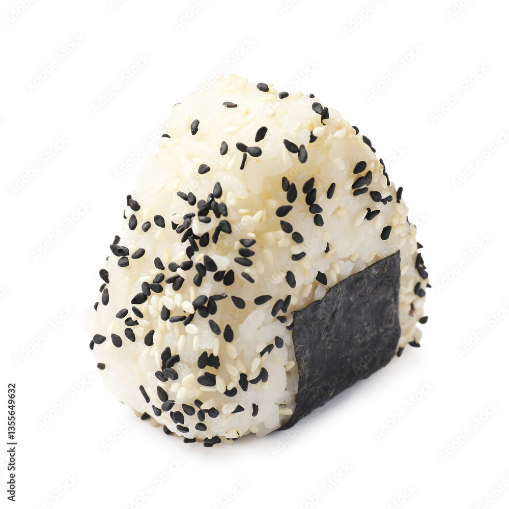 Rice ball (onigiri) isolated on white. Traditional Japanese dish Rice ball (onigiri) isolated on white. Traditional Japanese dish
