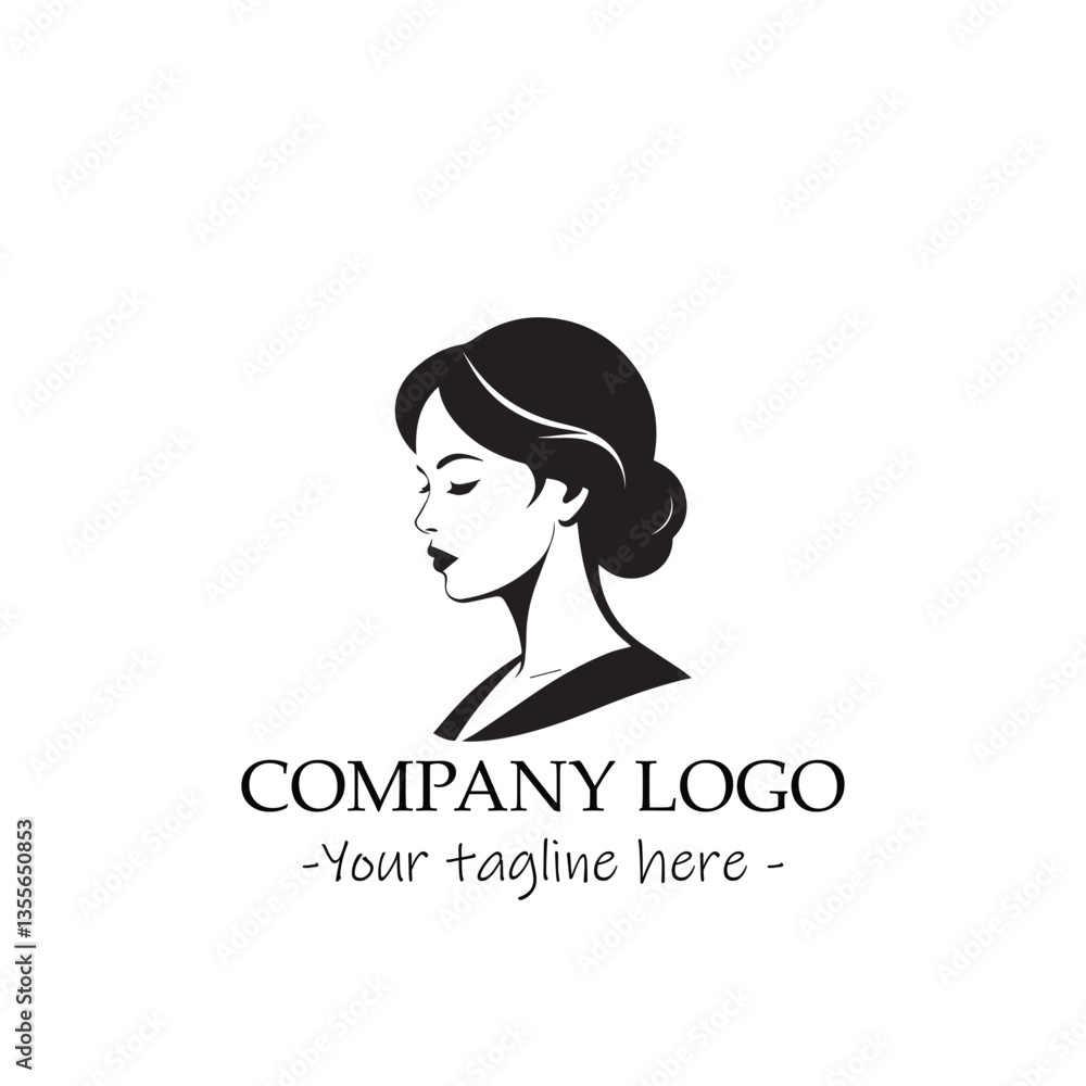 a woman silhouette black and white illustration for logo company vector image a woman silhouette black and white illustration for logo company vector image