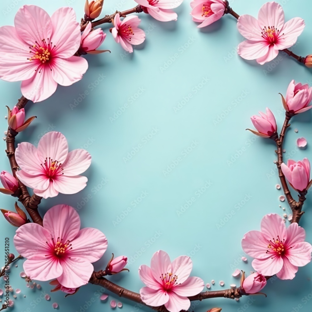 Romantic sakura blossom pattern on blank paper, Spring decoration concept, sakura, vertraumte, floral Romantic sakura blossom pattern on blank paper, Spring decoration concept, sakura, vertraumte, floral