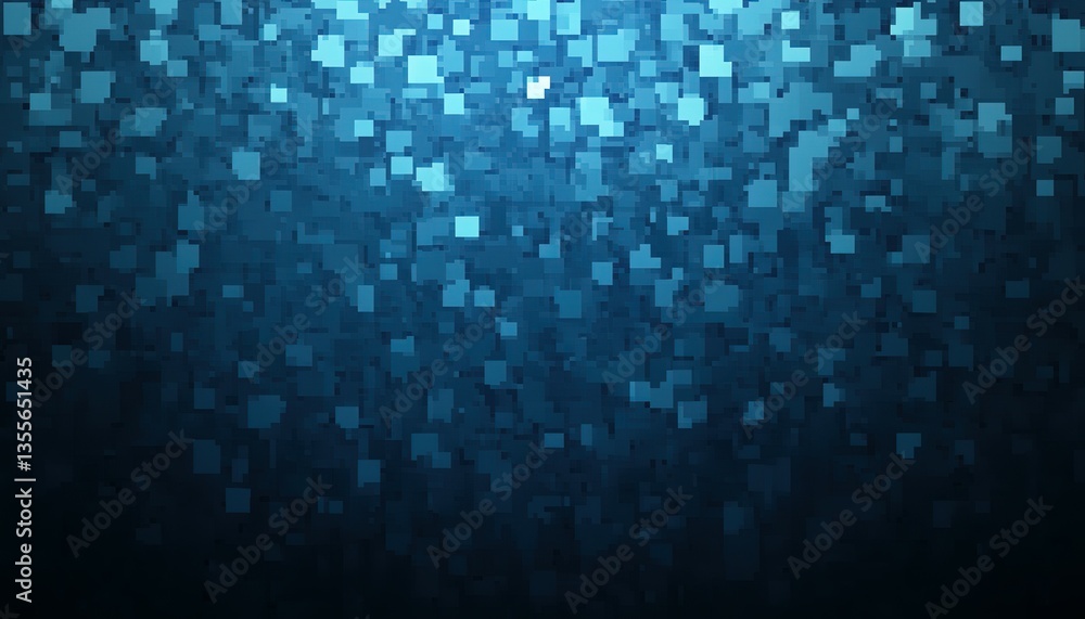 Fototapeta premium A dark blue background with scattered glowing pixel squares