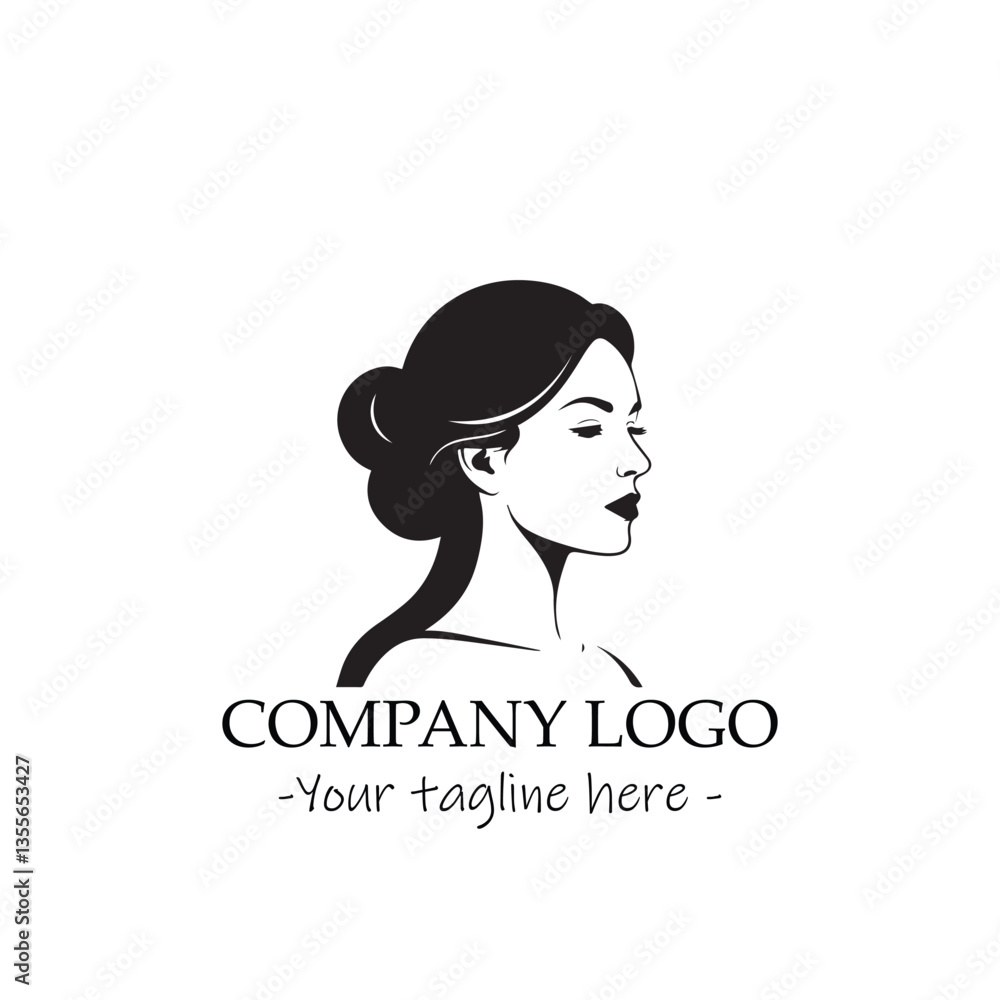 a woman silhouette black and white illustration for logo company vector image a woman silhouette black and white illustration for logo company vector image