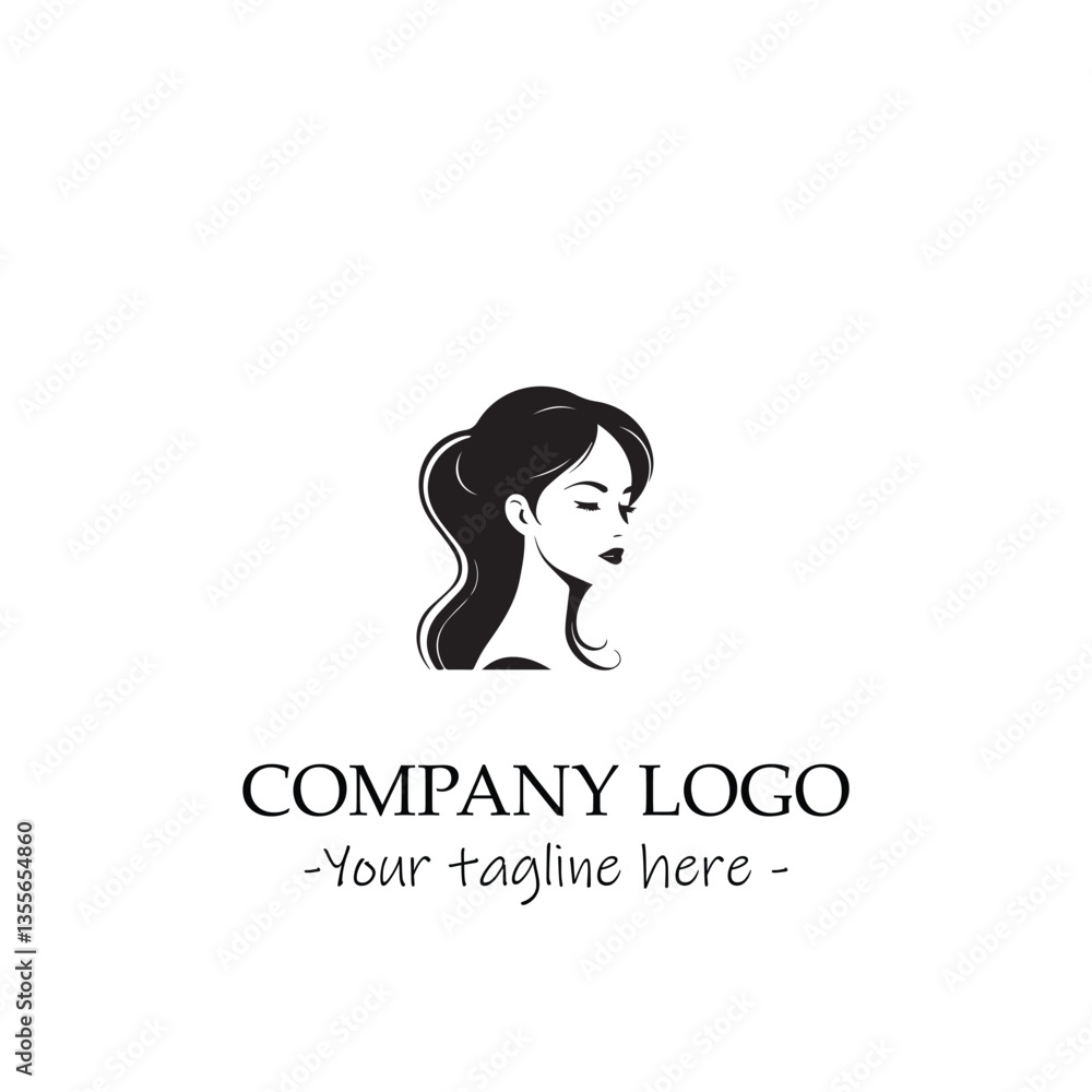 a woman silhouette black and white illustration for logo company vector image a woman silhouette black and white illustration for logo company vector image