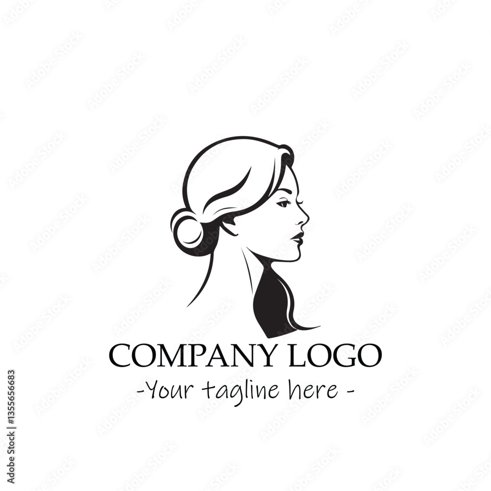 a woman silhouette black and white illustration for logo company vector image a woman silhouette black and white illustration for logo company vector image