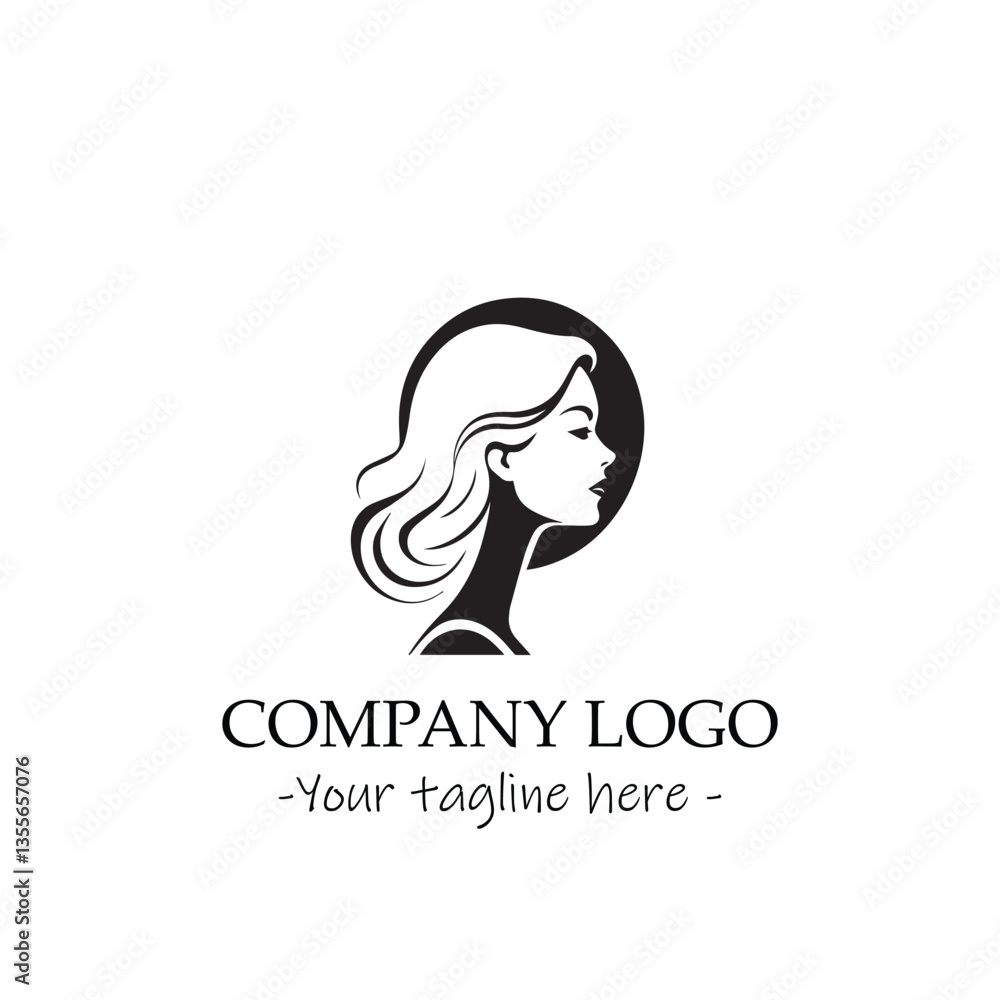 a woman silhouette black and white illustration for logo company vector image a woman silhouette black and white illustration for logo company vector image