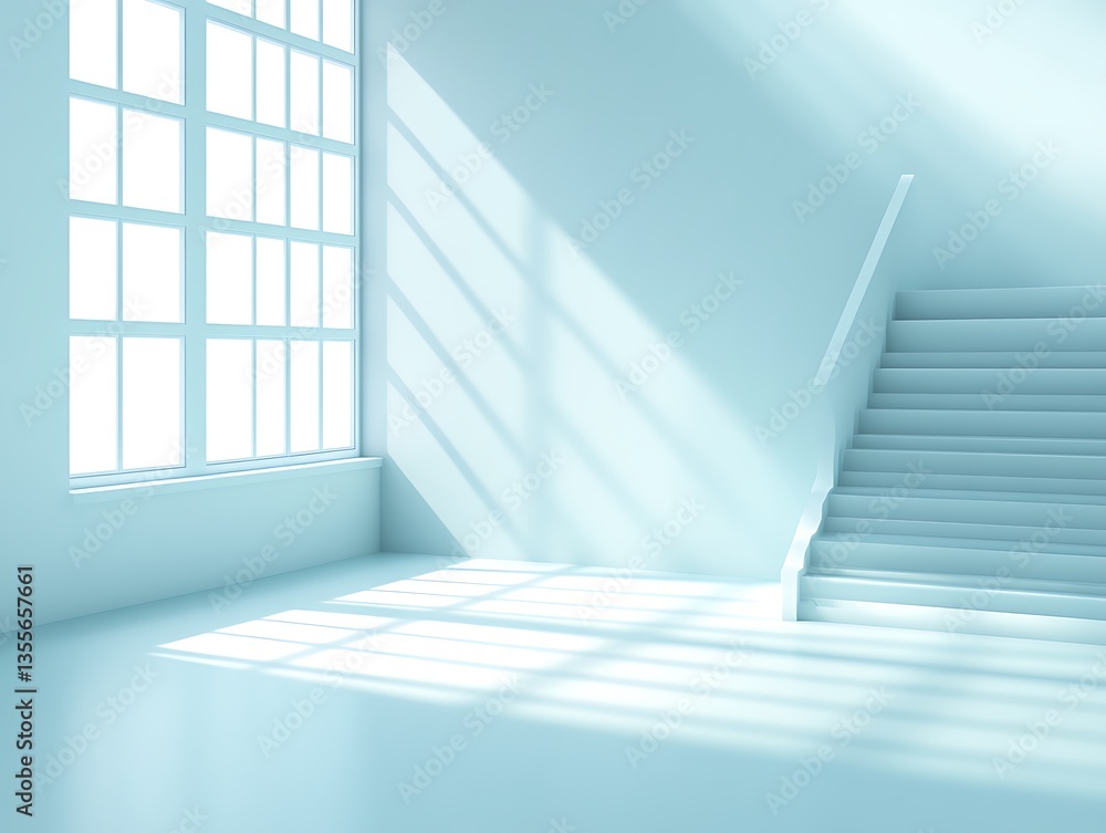Fototapeta premium Modern Staircase Sunlight Interior.