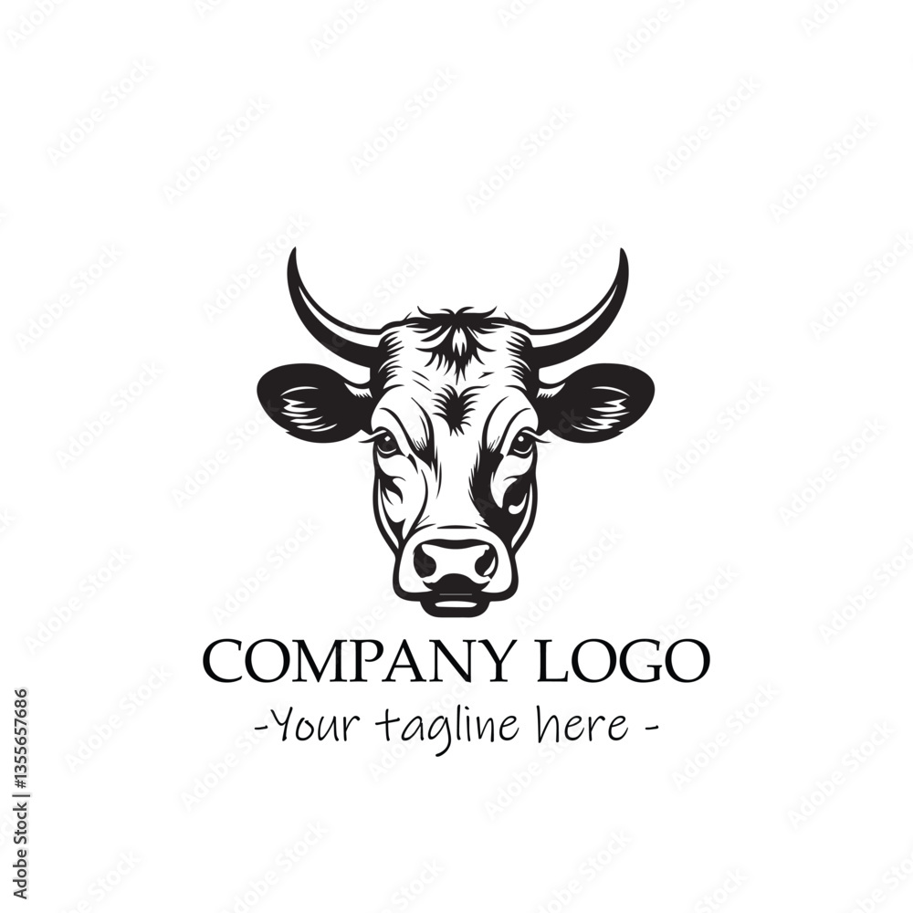 a cow silhouette black and white illustration for logo company vector image a cow silhouette black and white illustration for logo company vector image