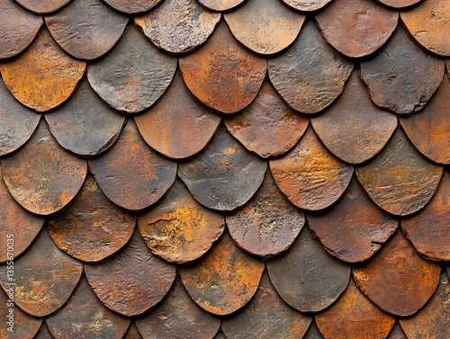Wallpaper Mural Detailed Textured Pattern of Rustic Brown Roof Tiles Overlap Torontodigital.ca