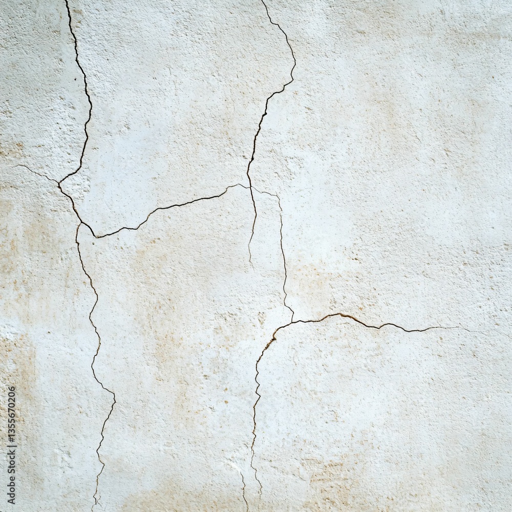 Obraz premium Cracked White Wall Texture with Natural Weathered Surface Pattern