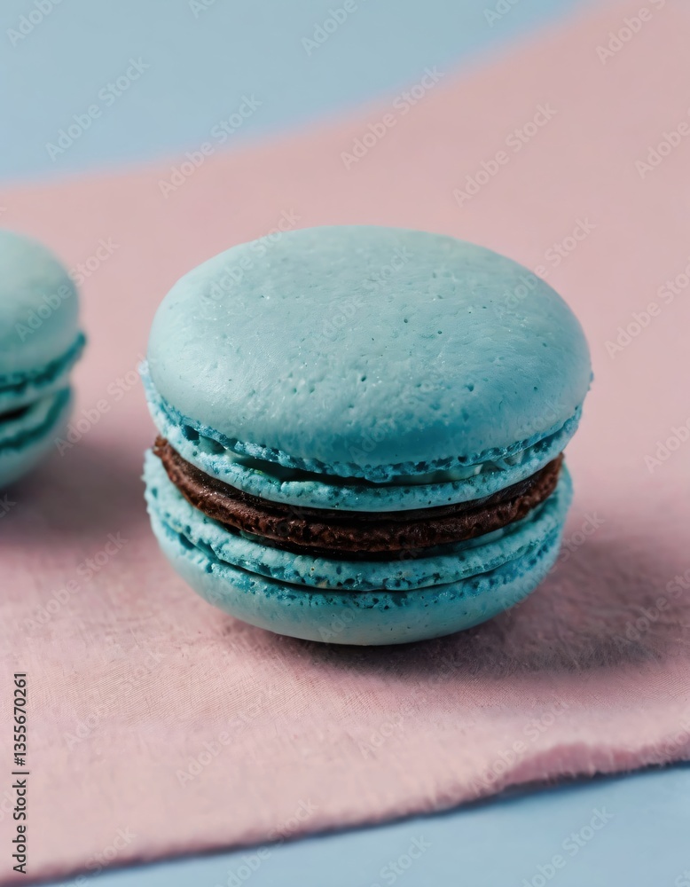 single macaron in vibrant blue color placed centrally on a plain pastel sky blue background sweet and delicate (4) single macaron in vibrant blue color placed centrally on a plain pastel sky blue background sweet and delicate (4)