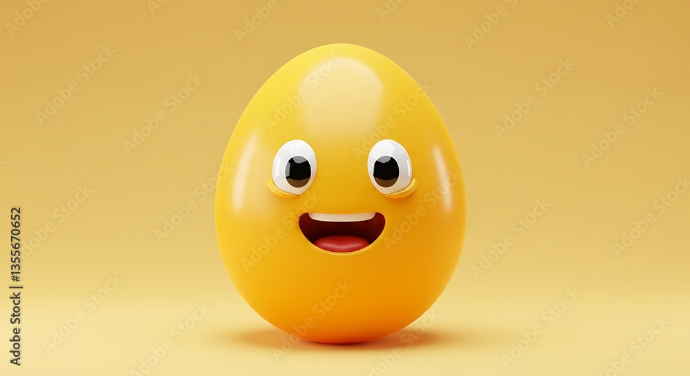 Fototapeta premium Cute Egg with Happy Expression Perfect for Easter Holiday Content