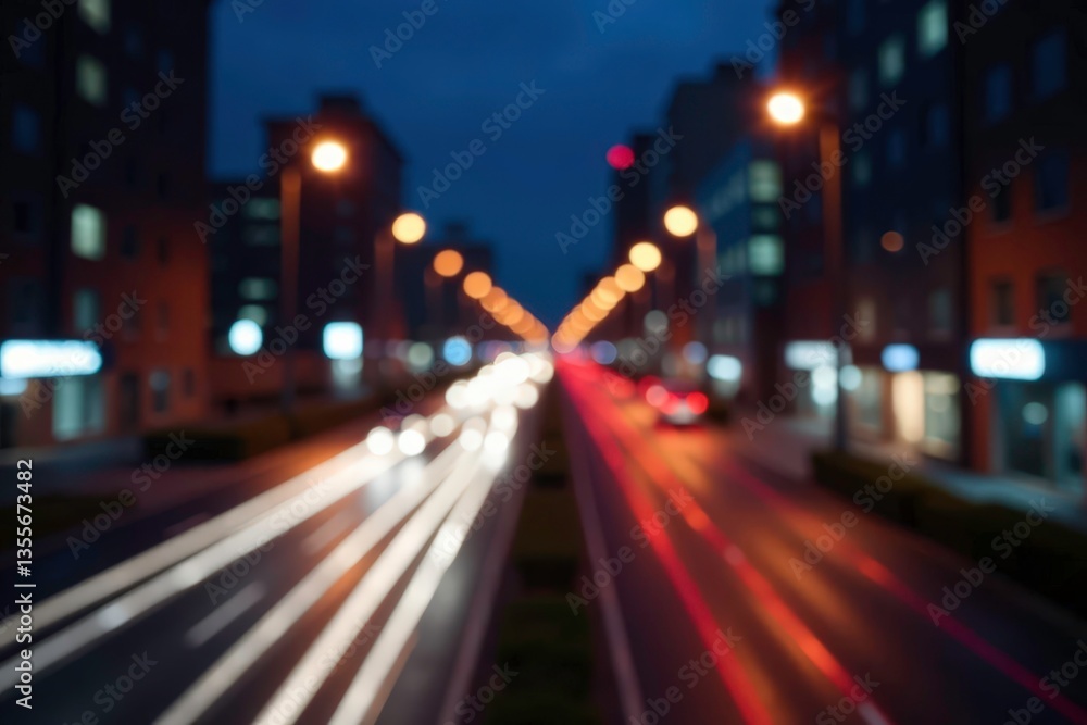 Abstract late-night city lights, blurred streaks of traffic, dark, traffic, design Abstract late-night city lights, blurred streaks of traffic, dark, traffic, design
