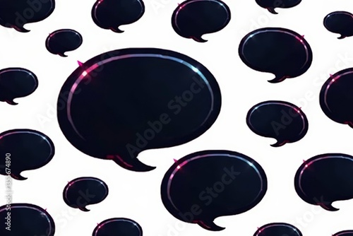 Bold black speech bubble wallpaper pattern on white , contemporary, repeat, minimalist