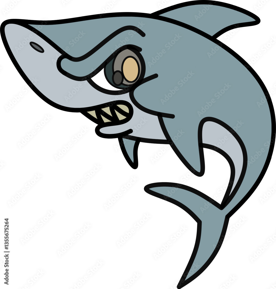 Naklejka premium Angry shark cartoon vector,angry shark design vector,angry shark design image on white background 