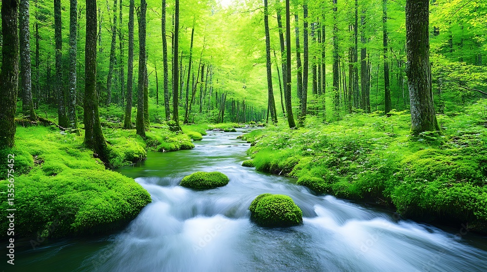 Obraz premium Lush Forest Stream.