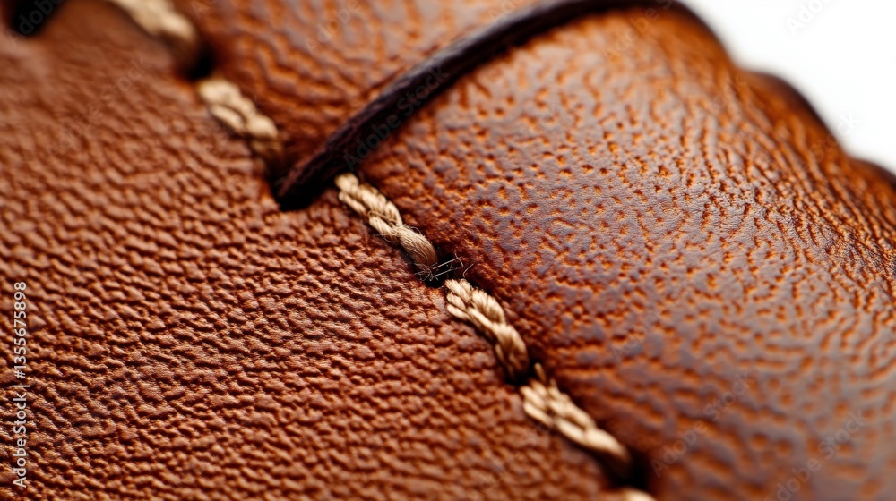 Close-Up of Leather Stitching on Isolated Background Close-Up of Leather Stitching on Isolated Background