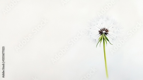 Wallpaper Mural A delicate dandelion puff stands elegantly against a minimalistic background, showcasing its intricate seed structure and natural beauty. Torontodigital.ca