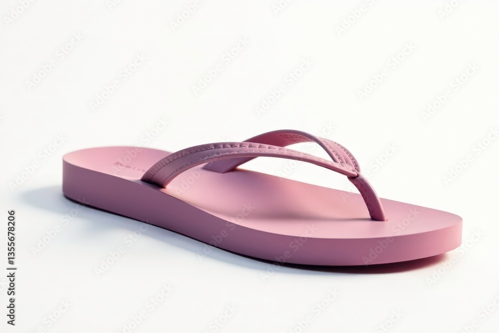 Close-up view of a single flip-flop against a stark white backdrop , minimal, isolated Close-up view of a single flip-flop against a stark white backdrop , minimal, isolated
