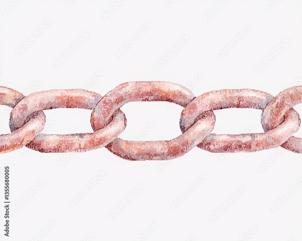 Fototapeta premium A close-up illustration of a metal chain with interconnected links, showcasing texture and detail.