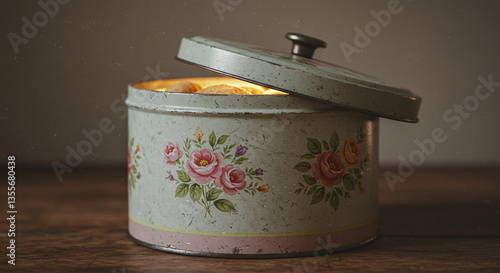 tarro de galletas  metálico floreado