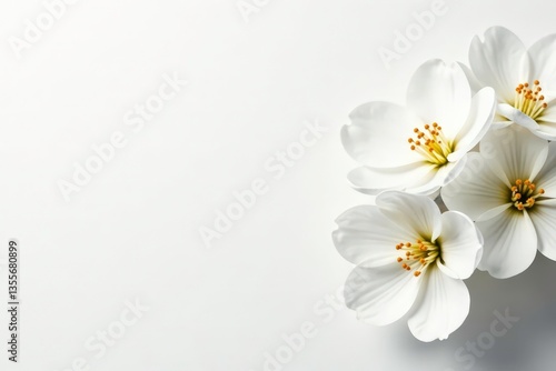 Delicate white blossoms against a pure white backdrop , white background, image, beauty