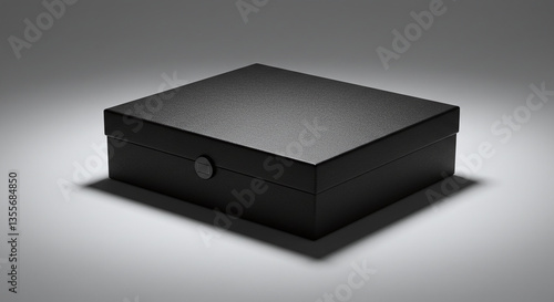 caja cerrada de cartón negro en fondo blanco 