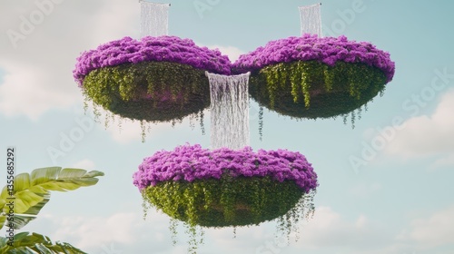 Floating Floral Islands A Surreal Garden Paradise.