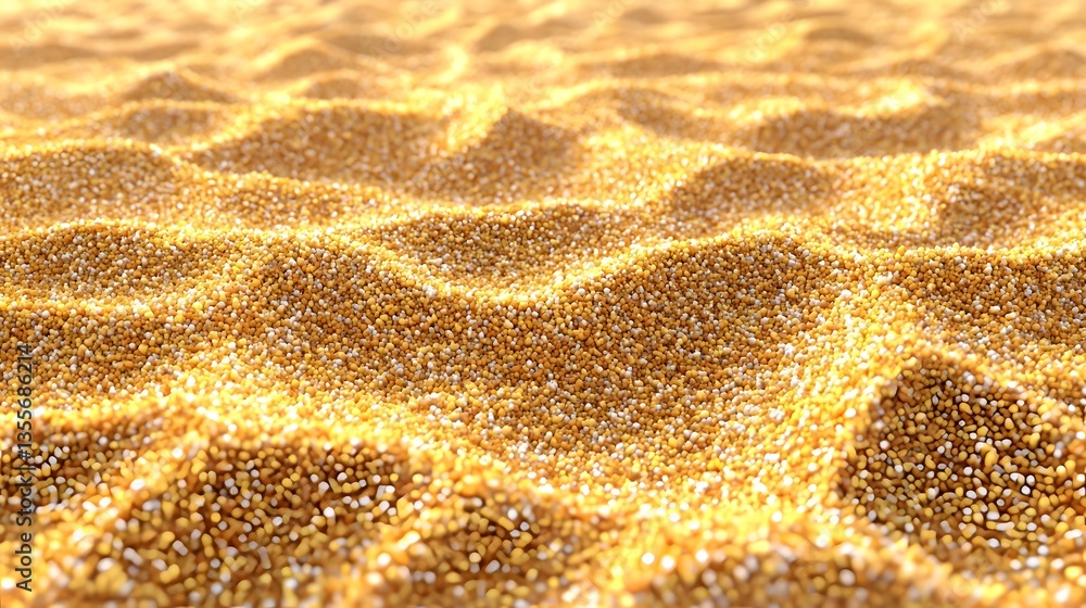 Golden Sand Texture with Wavy Patterns Reflecting Light in a Warm Coastal Setting Golden Sand Texture with Wavy Patterns Reflecting Light in a Warm Coastal Setting