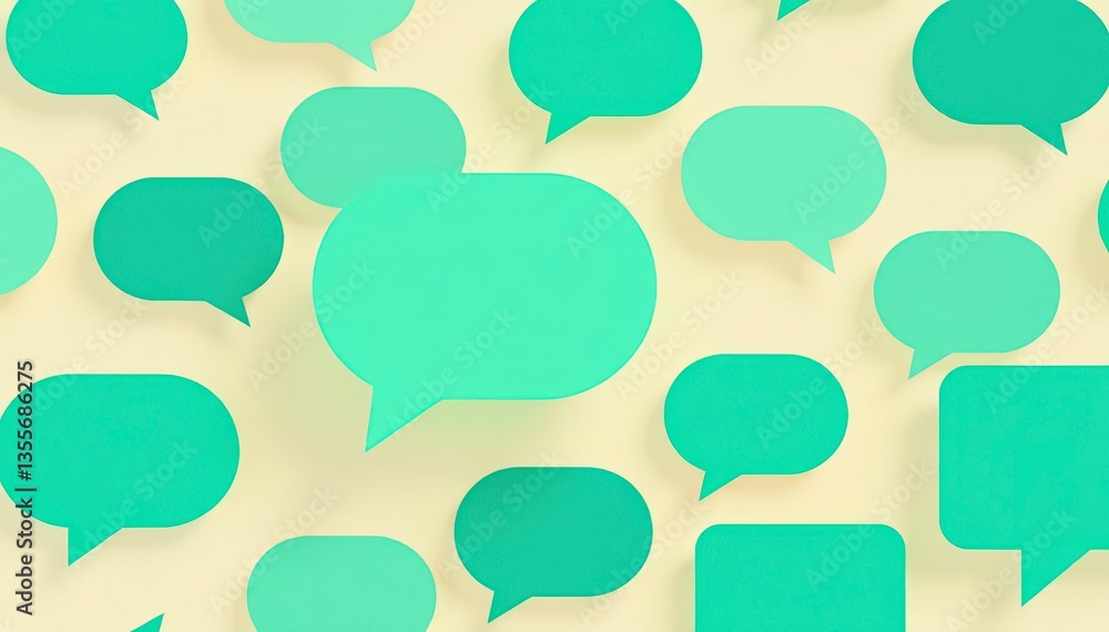 Geometric teal speech bubble repeat, bold graphic style, fabric, textile Geometric teal speech bubble repeat, bold graphic style, fabric, textile
