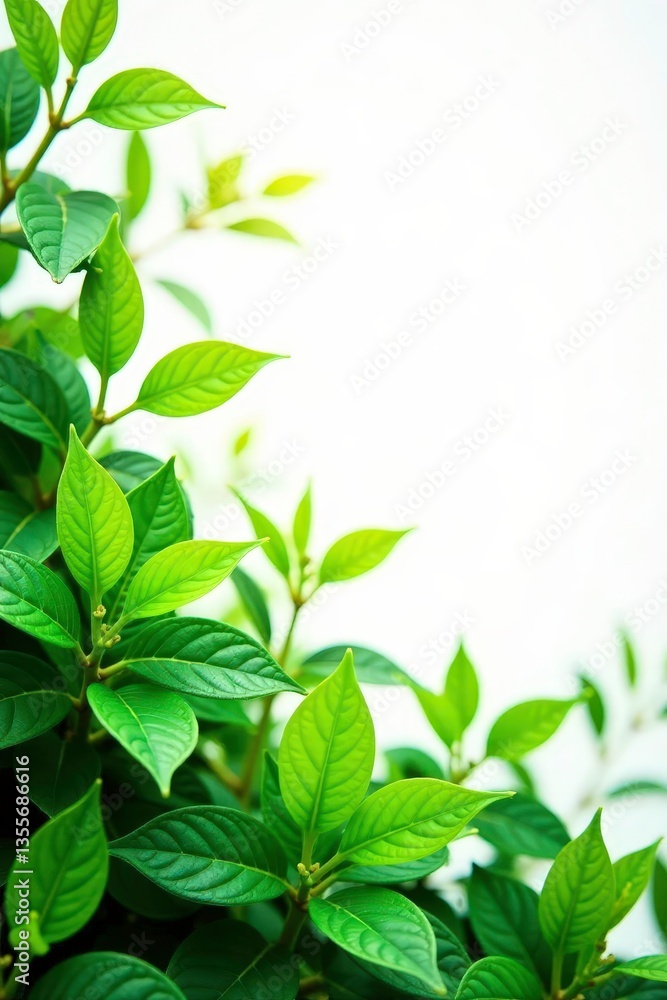 Greenery isolated on white background with sunlight, plants, botany, foliage Greenery isolated on white background with sunlight, plants, botany, foliage