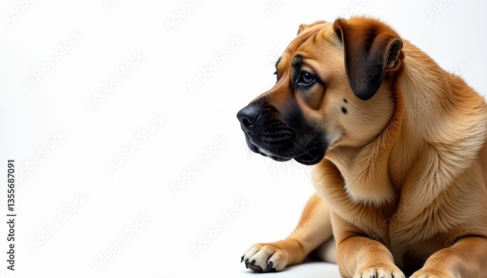 Obraz premium Imposing mastiff, serene expression, pristine white backdrop, isolated, pet portrait