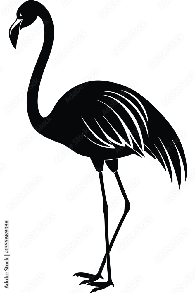 Fototapeta premium Vector flat flamingo silhouette isolated on white background