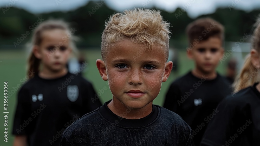 Young soccer player focused on the game Young soccer player focused on the game