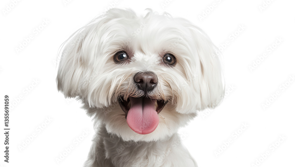 a cheerful white dog with fluffy fur and a joyful expression showcasing its playful nature the background is plain emphasizing the dog's features and personality a cheerful white dog with fluffy fur and a joyful expression showcasing its playful nature the background is plain emphasizing the dog's features and personality