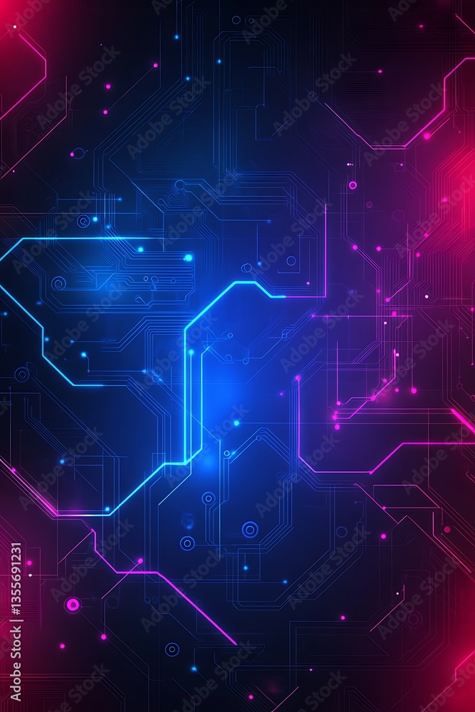 Fototapeta premium Neon Circuit Board Abstract.