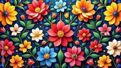Wallpaper Mural Intricate floral textile design, repeating motif , botanical, wallpaper Torontodigital.ca