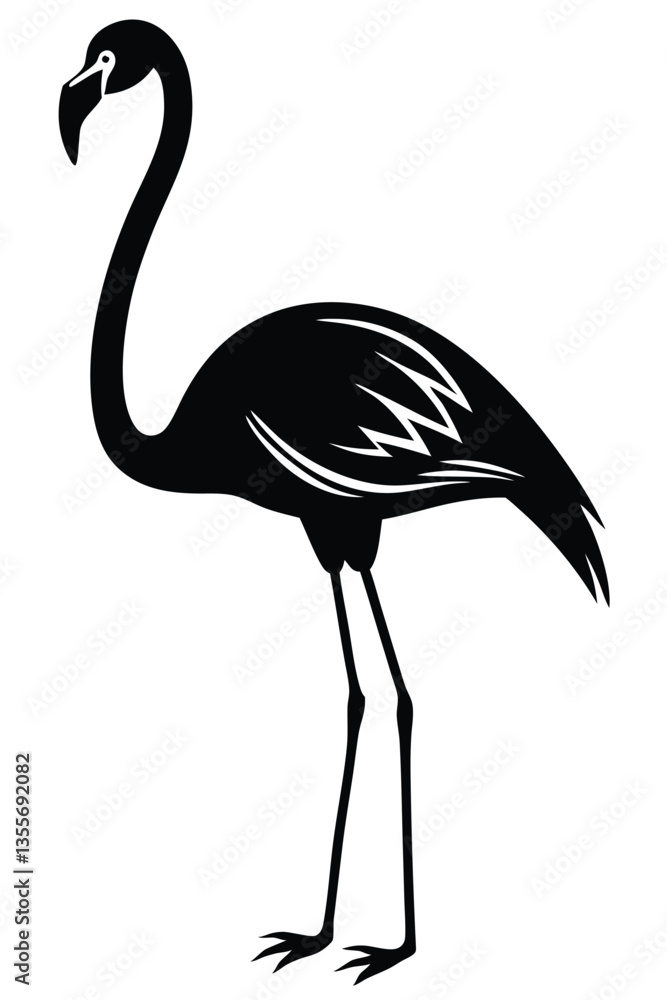 Naklejka premium Hand drawn flamingo silhouette